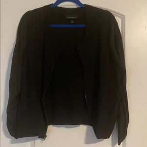 Black Sweater Satin Cinched Sleeves Lane Bryant 22/24 Waist length